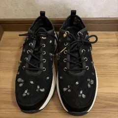 RANDA ビジューパーツスニーカー　ブラックL