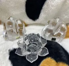 クリスタル オブジェ 蓮の花 氷山 置き物 3個セット インテリア - メルカリ