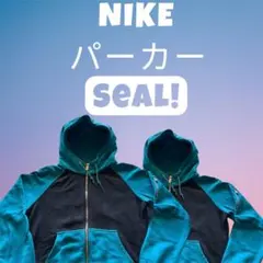 韓国NIKE スモールスウォッシュ ロゴ刺繍 ラグラン フルジップパーカー L