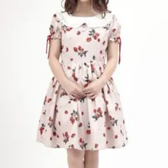 アンクルージュいちごイチゴ苺柄ピンクドレスミニワンピワンピースロリィタロリータ