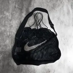 【希少】NIKE メッシュ 巾着 ショルダーバッグ ブラック スウッシュロゴ