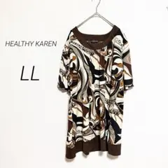 HEALTHY KAREN レトロ幾何学柄チュニック ワンピ LL 大きいのサムネイル
