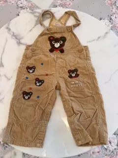 miki HOUSE クマ刺繍オーバーオール 80