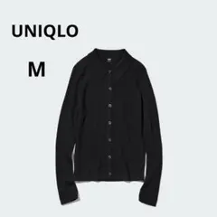 UNIQLO エクストラファインメリノリブポロカーディガン（長袖）黒 M