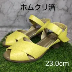 【fitfit】フィットフィット　セパレートヒールクロスサンダル　23.0　黄