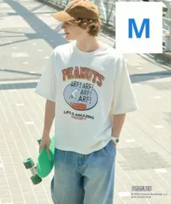 ピーナッツ 別注 カレッジロゴ ルーズ半袖Tシャツ（M）