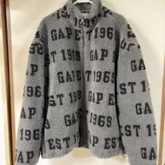 GAP フリースジャケット メンズL グレー ボア ドローコード付き