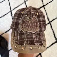 EC Melodi キャップ Brown Plaid Star Studded EC Melodi キャップ Brown Plaid Star Studded - メルカリ