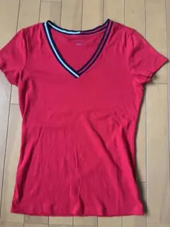 TOMMY HILFIGER 赤 Vネック Tシャツ M