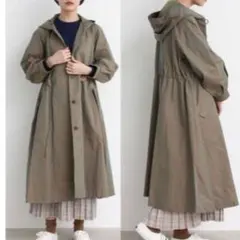 極美品　Lene レネ　60ギャバフードコート Aラインフレア　オーバーサイズ