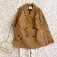 定価3.5万✨スピックアンドスパン　リネン　コットンツイルピークドジャケットのサムネイル