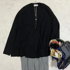 美品 カオス chaos リシェルブラウス シルクウール 前後2WAY ブラック 