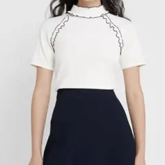 フリルネック 半袖ブラウス SEE BY Chloe バイカラー　クロエのサムネイル