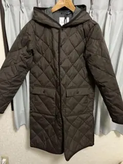 TAION ブラウン M シティ パイピングフード ロングダウンコート