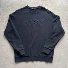 GUESS ブラック クルーネックスウェット