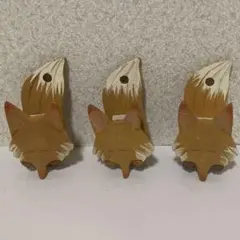 昭和レトロ 木製 クリップ きつね 3個