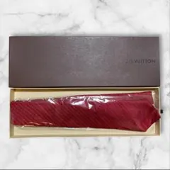 美品 ルイヴィトン ネクタイ レッド LVロゴ シルク イタリア製