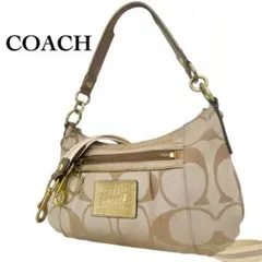 【希少】COACH コーチ ポピー シグネチャー 2way ショルダーバッグ 金