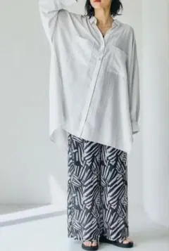 【今期品】レプシィム　サラキレポンチョ　チュニック長袖シャツ　ライトグレージュ