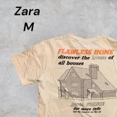 【人気デザイン】ZARA ザラ グラフィックTシャツ バックプリント 白 M