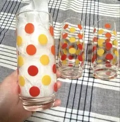 昭和レトロ ドット模様のガラスコップ 3個セット