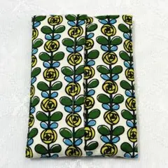 ハンドメイド　ポケットティッシュケース　う早この布　北欧　薔薇　花柄　イエロー