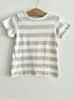 quoti use fith ストライプ 半袖Tシャツ 120cm 白/ベージュ