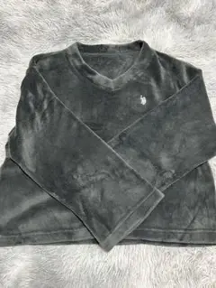 グレー Vネック フリース トレーナー