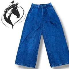 GU レディース デニムワイドパンツ 綿100% Sサイズ