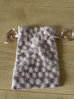 花柄刺繍ポーチ ピンク