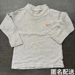NIKE キッズ 長袖 カットソー ボーダー オレンジロゴ