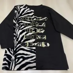 長袖ゼブラ柄ベルトデザインTシャツ