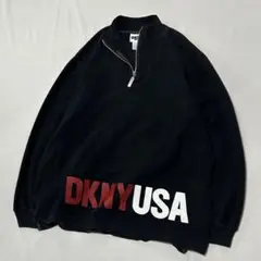 ア*ケ様 90s DKNY ハーフジップ パイル スウェット ボックスシルエット