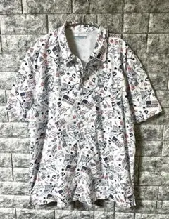 Columbia PFG フィッシングシャツ 半袖 総柄 カジキ 星条旗 美品