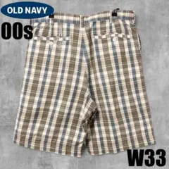 00s US古着 OLD NAVY 旧ロゴ チェック柄 ショートパンツ W33のサムネイル