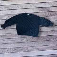 シースルー袖 ブラック トレーナー