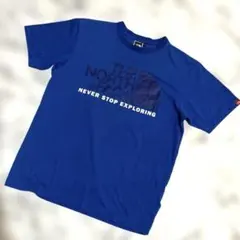 美品☆THE NORTH FACE 半袖Tシャツ　ブルー　ロゴプリント　Sサイズ