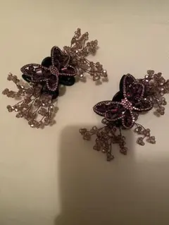 蝶デザイン ヘアクリップ 2個セット