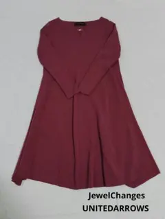 美品ユナイテッドアローズ長袖ワンピース　ニットフレアワンピース　フリーサイズ