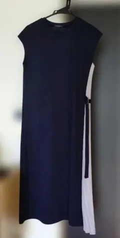 ノースリーブロングワンピース ネイビー/ホワイト