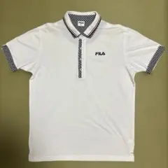 FILA フィラ ポロシャツ Lサイズ 白×ギンガムチェック柄 スポーツ ゴルフのサムネイル
