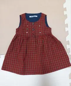 ファミリア ワンピース ジャンパースカート 赤チェック