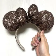 東京ディズニーランド カチューシャ スパンコール ブラウン ほぼ新品！すぐ発送！