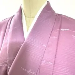 6k1059 着物　単衣　小紋　紫　白　柄物　和装　洗える着物のサムネイル