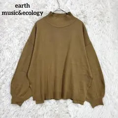アース　ニット　セーター　ブラウン ベージュ　フリーサイズ　タートルネック　長袖