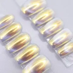 【7】ネイルチップSサイズ イエロー ブルー　オーロラ ミラーネイル マグネット