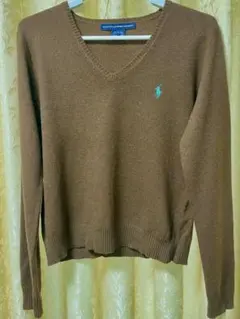 Ralph Lauren Sport ブラウン Vネック セーター L