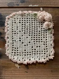かぎ針編みの花モチーフコースター2枚セット