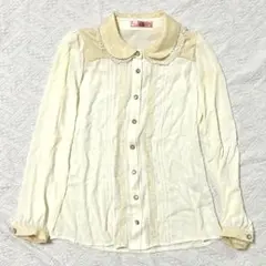 【Ank Rouge】未使用品 アイボリー長袖シャツ フリル 花柄水玉
