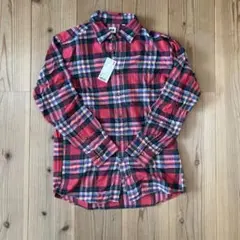 UNIQLO 長袖シャツ M 赤系 チェック柄ネルシャツ